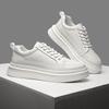 Autumn New Cow Leather Sneakers for Men Solid Color Fashion Causal White Board Shoes Male High Quality Lace Designer Shoes Man
