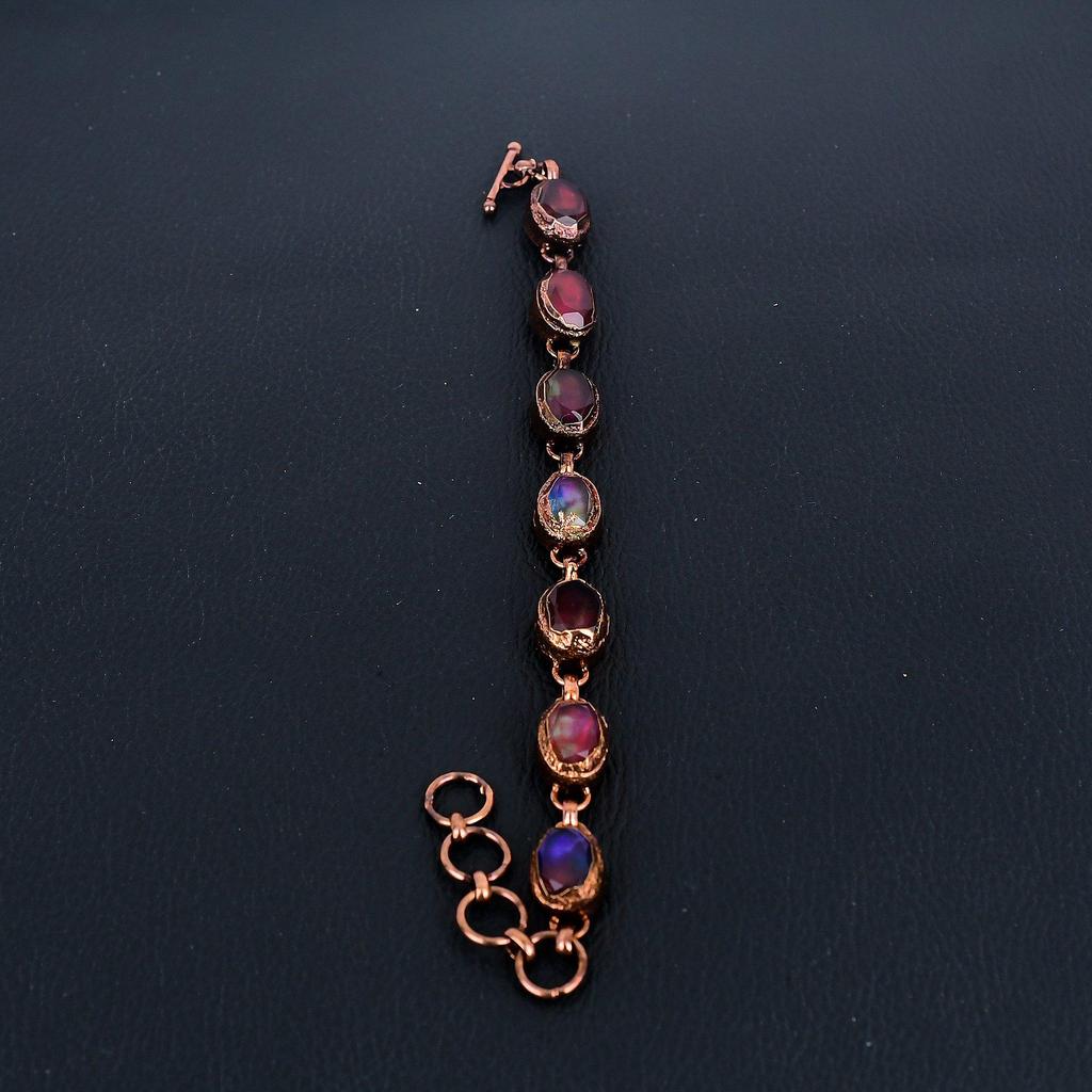 Rough Moonstone Bracelet, Handmade Gemstone Bracelet, Copper Electroformed Antique Jewelry, For Engagement Gift