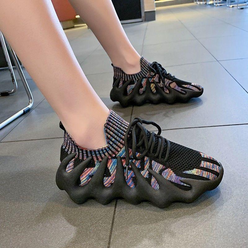 2025 Women's Shoes Fly-woven Breathable Casual Shoes Socks Shoes Octopus Mesh Dad Shoes Running Shoes Breathable and Comfortable