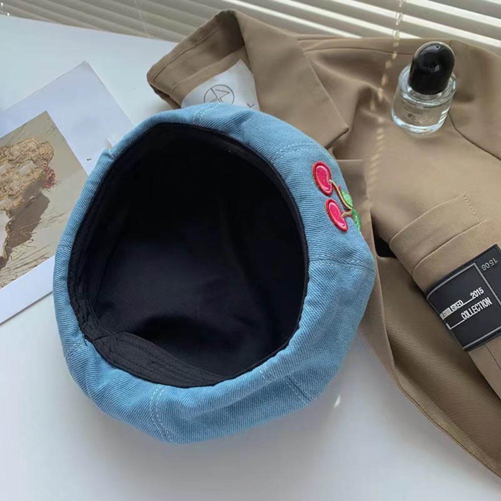 Denim Berets Hat Heart Peaked Cap Sweet Painter Cap Spring Autumn