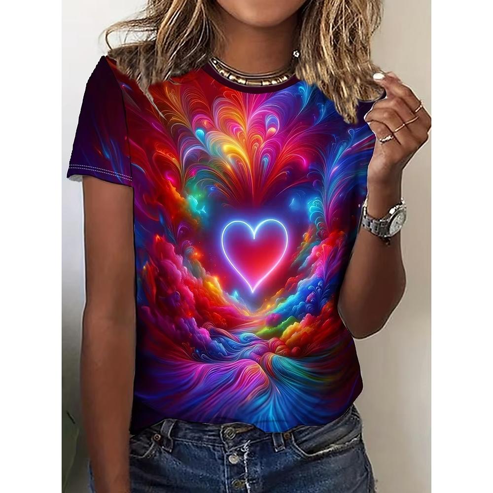 New 3D Heart Patterned Women's Long-Sleeved Round-neck T-Shirt Women's Urban Fashion Long-Sleeved Top For Autumn And Winter