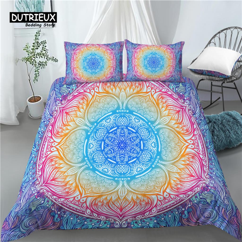 Home Living Luxury 3D Mandala Print 2/3Pcs Comfortable Duvet Cover PillowCase Bedding Sets EU/US/AU Size