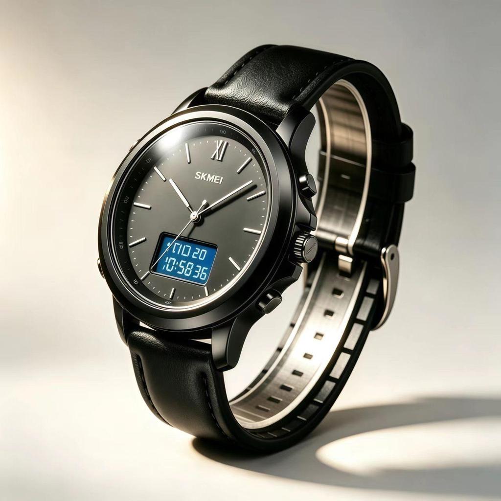Men's Digital Watch SKMEI Leather Strap LED Backlight School 1652