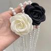 Women Waist Chain Camellia Decor Faux Pearl Single Layer Adjustable Size Waist Belt Various Outfit Accessories