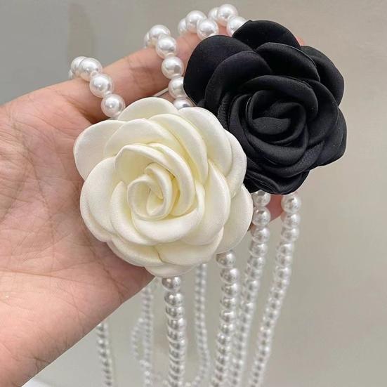 Women Waist Chain Camellia Decor Faux Pearl Single Layer Adjustable Size Waist Belt Various Outfit Accessories
