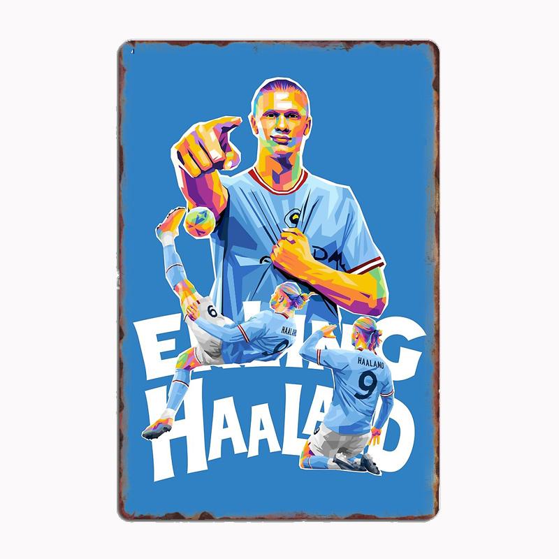 Erling Haaland Full Wpap Pop Art Poster Metal Plaque Poster Club Home Bar Cave Classic Plaques Tin Sign Room Wall Decor