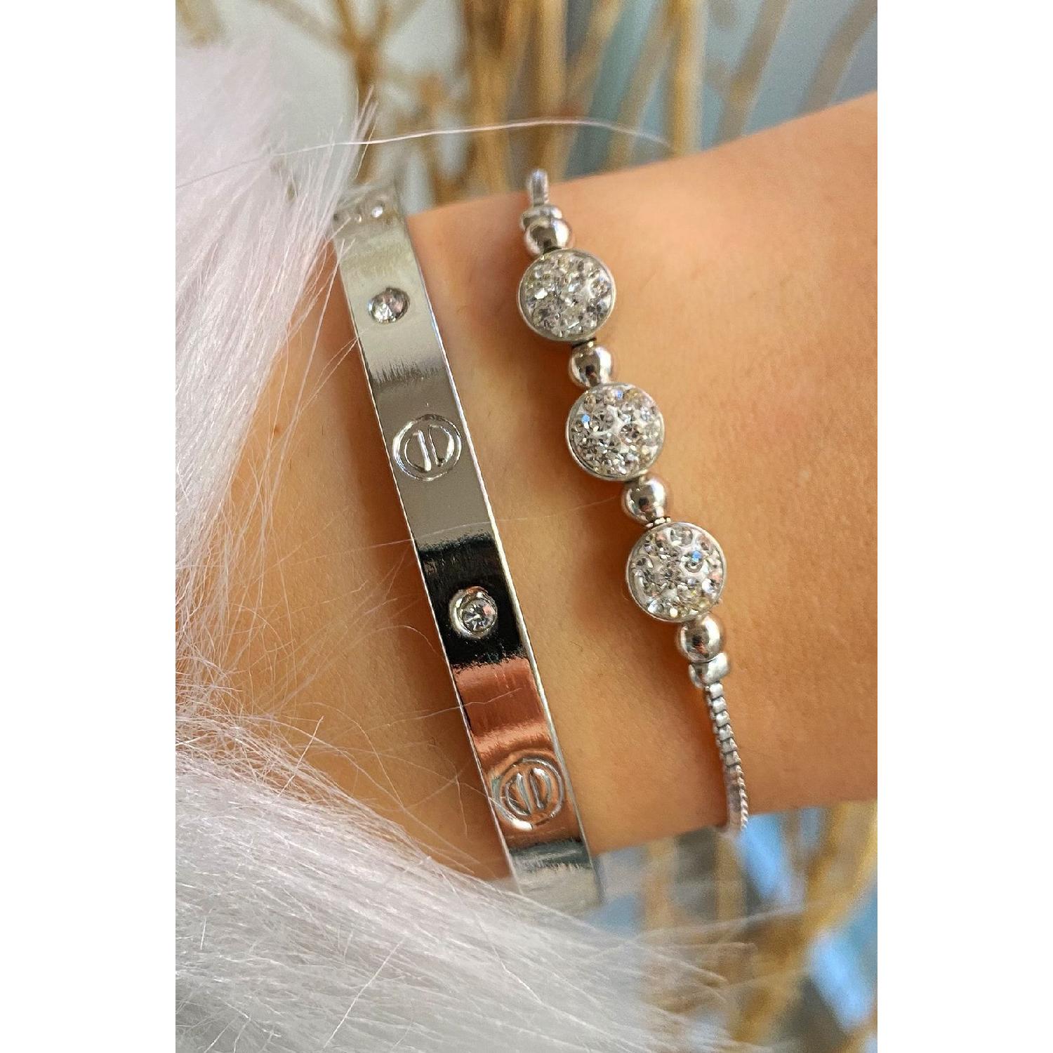 

Комбінований срібний браслет із потрійним камінням і наручниками з 2 штук 18 cm срібний