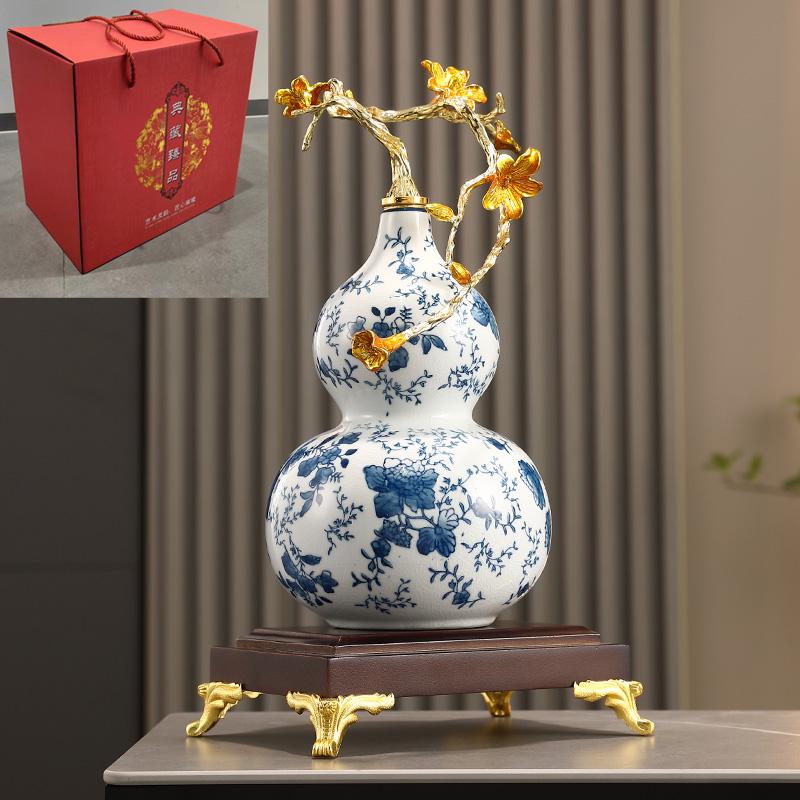 Cloisonné Gourd Ornament: Chinese Ceramic Handicraft for Living Room or Wine Cabinet Decor