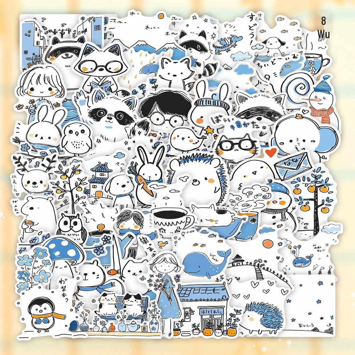 

PVC Cartoon Animal Stickers Set - 55 Sheets for Kids Planners & DIY Stationery