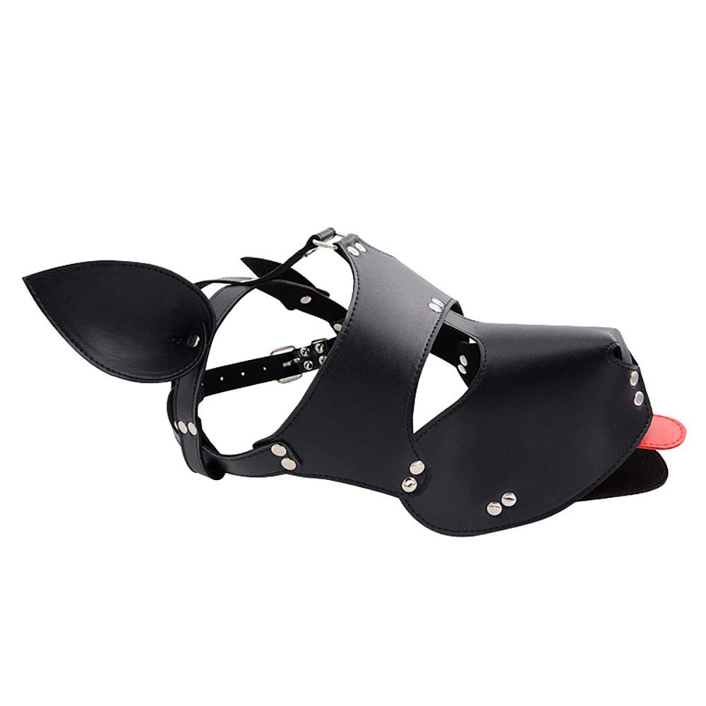 Warmtrees SM Dog Leather Hentai SM Dog Slave Party Couples Blindfold Full Head Restraint Breathable Popular for SM Fetish Black Mask, Mask,
