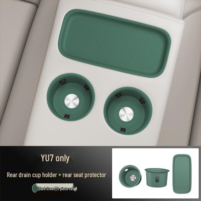 25 YU7 Rear Seat Storage Mat: Silicone Pad Cup Holder & Protective Car Accessory