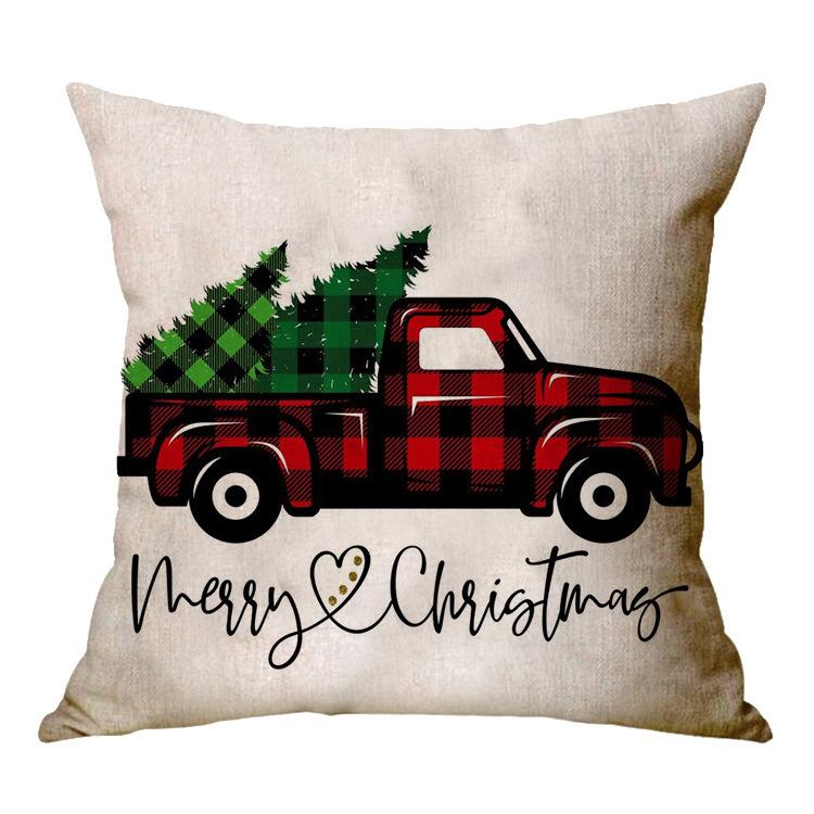 Christmas Decoration Cushion Cover Cartoon Elk Santa Cushion Cover Christmas Pillow Case Linen Decoration Pillow Home Decoration