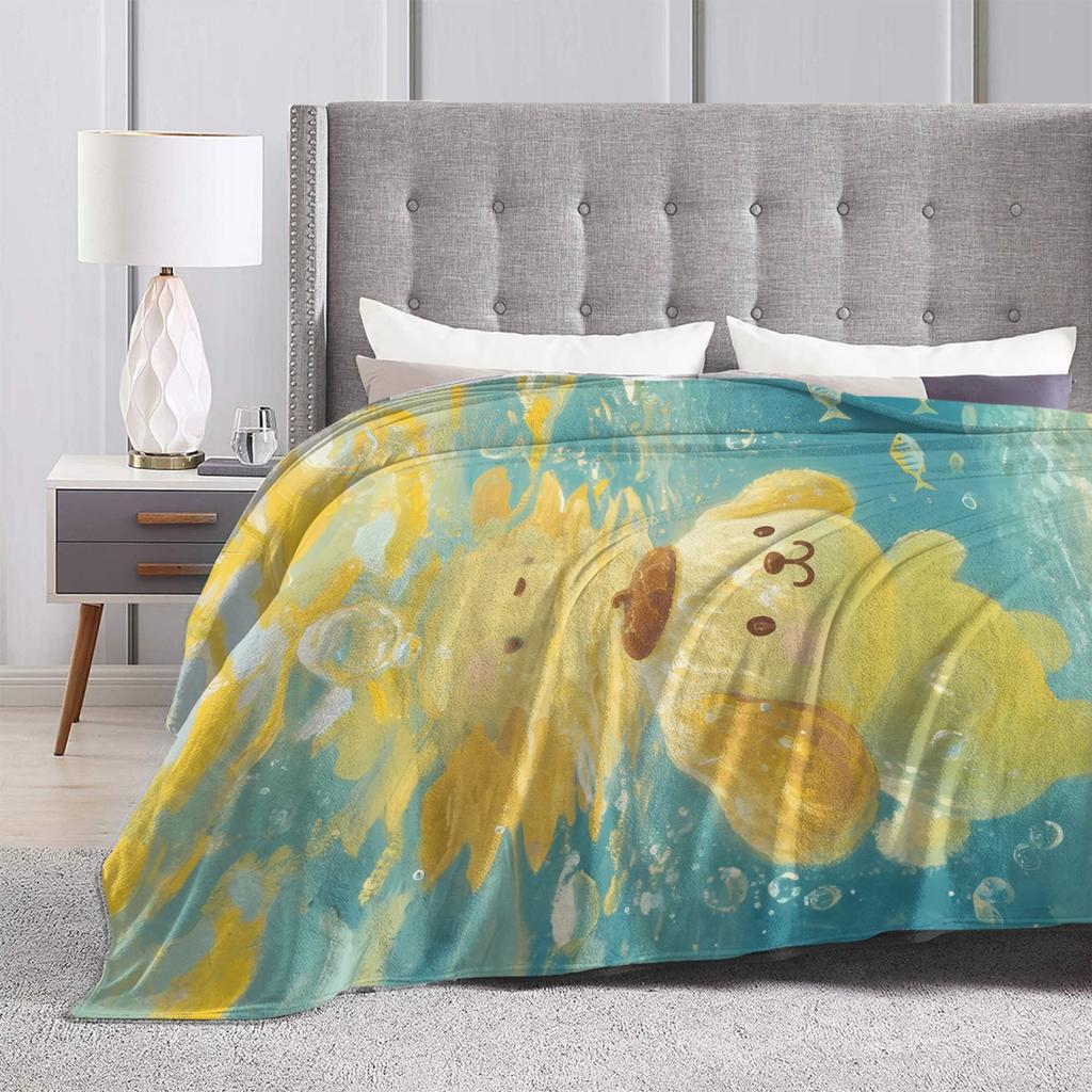 Poms Poms Purins Blanket  Warm Novelty Plush Throw Blanket For Children Couch Chair Sofa Bed Flannel Bedspread Bed Cover