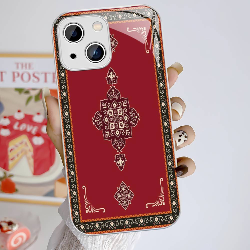 Persian Carpet Floral Pattern Tempered Glass For Iphone 14 13 12 11 Pro Mini XS MAX 14Plus X XS XR Fundas
