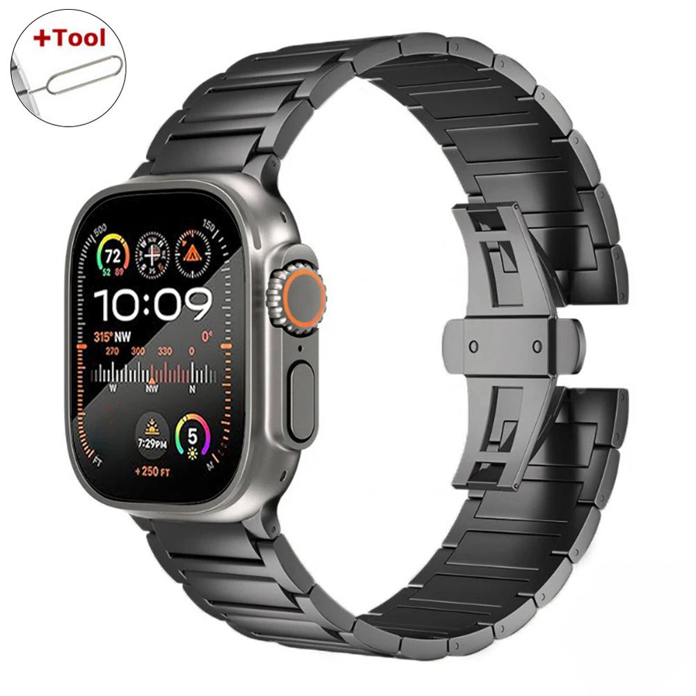 Cinturino in Titanio per Apple Watch Ultra 3 2 1 49mm Braccialetto Metallico per IWatch 11 46mm 10 9 8 7 45mm 6 5 4 SE 3 44mm SE 2 SE da Uomo