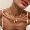 Irregular Love Heart Pendant Multilayer Metal Chain Choker Punk Women Necklace  Wedding