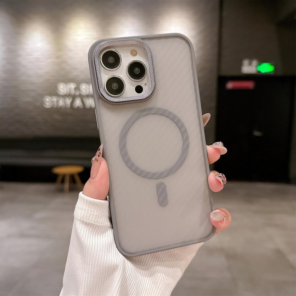 Twill Skin Sensing Magnetic Suction Suitable for Apple 16ProMax Mobile Phone Case Advanced Sensing Diamond Lens Case