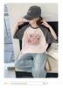 Girls' Short Sleeved Summer New Style Slimming Color Blocked Medium and Large Children's Stylish T-shirt Fashionable Pure Cotton Top