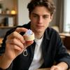 Press Light Toy Keychain Stress Relief Desktop Ornament Small Portable Press Button Light Keychain Gift for Office Home Decoration