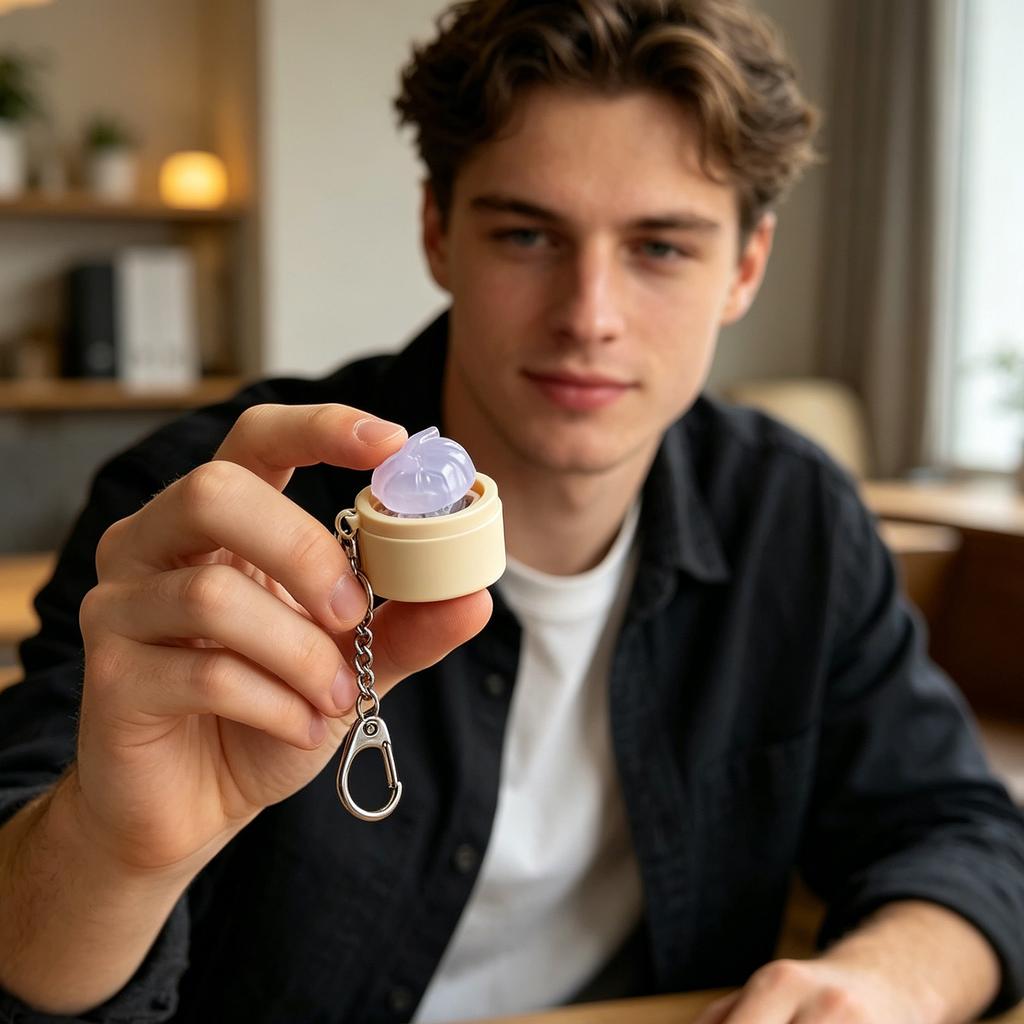 Press Light Toy Keychain Stress Relief Desktop Ornament Small Portable Press Button Light Keychain Gift for Office Home Decoration