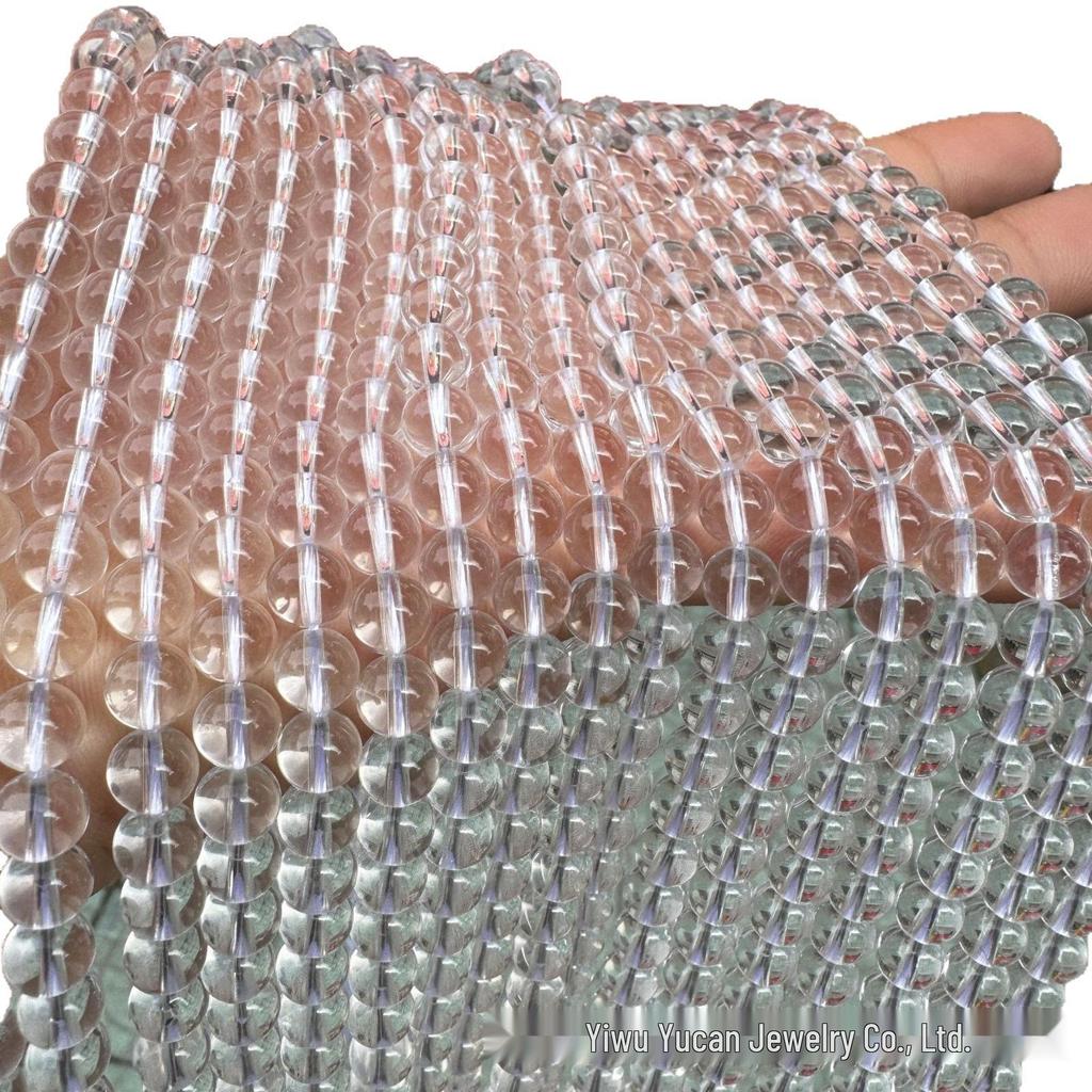K9 Ice Transparent White Crystal Beads for DIY Bracelets & Necklaces - High Transparency Round Beads for Handmade Weaving & Beading.