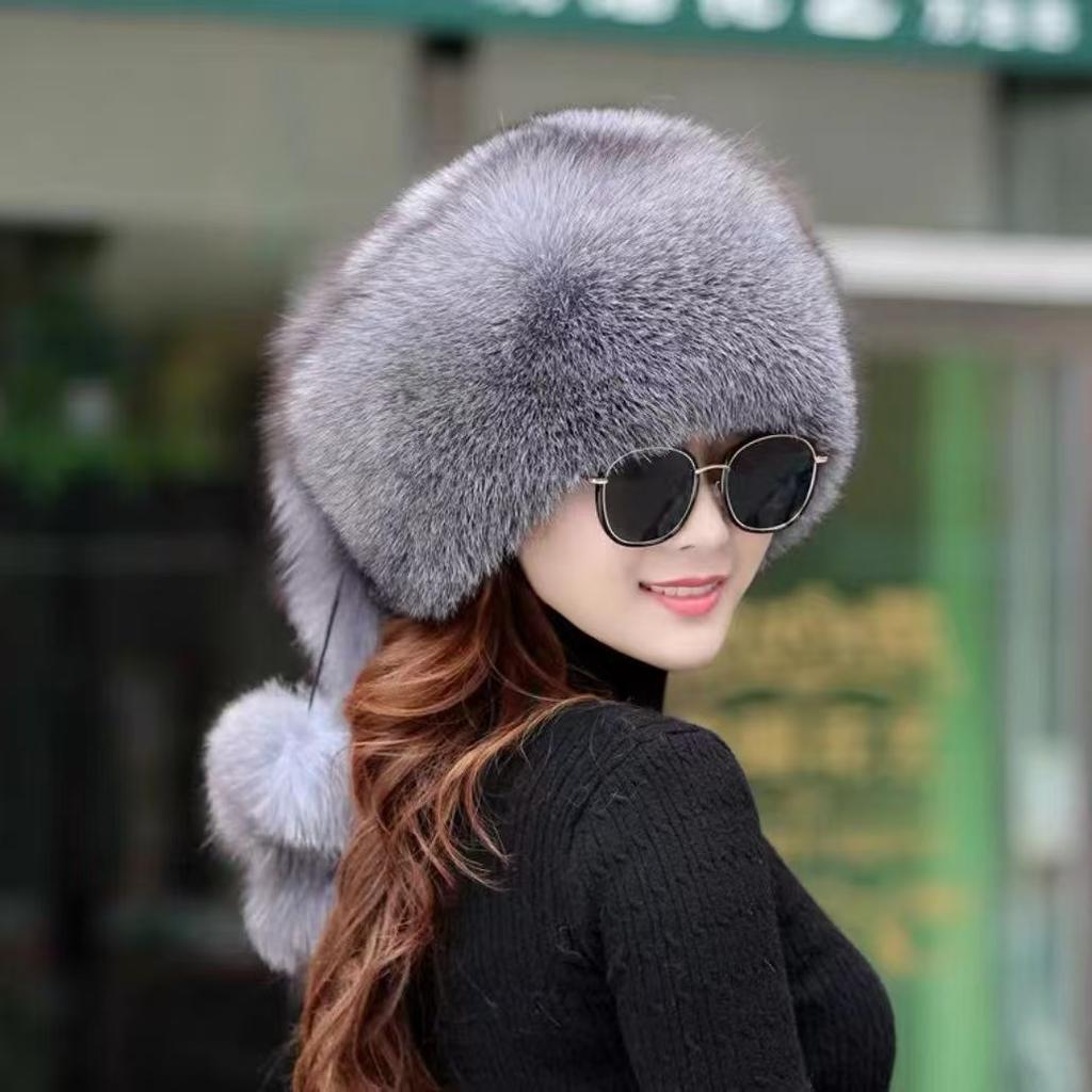 Fox Raccoon Hair New Winter Hat Women's Imitation Fur Thickened Versatile Mongolian Ear Protector Mother Bag Head Princess Hat