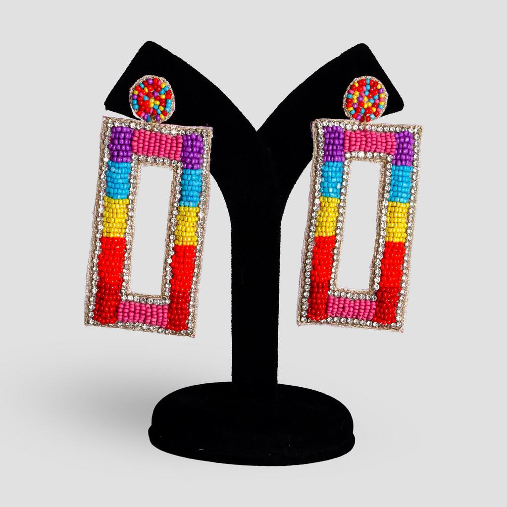 Prostokątne kolczyki ręcznie robione z koralików: Lekka Biżuteria Statement