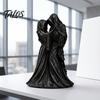 Detailed Gothic Craft Faceless Lovers Figurine, Dark Ghost Couple Sculpture, Mysterious Macabre Home Accents Desktop Ornament for Shelf Mantel
