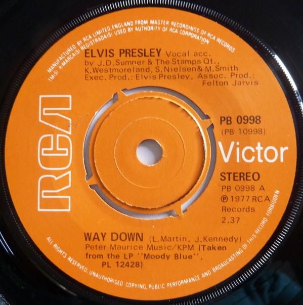 

7inch Record ELVIS PRESLEY - Way Down R6029 RCA Victor 1977 UK Rock Used