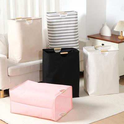 Cesto Portabiancheria Grande Capacità in Imitazione Cotone e Lino con Manico in Legno, Cesto Pieghevole per Vestiti Sporchi, Contenitore Pieghevole per Bagno, Cameretta