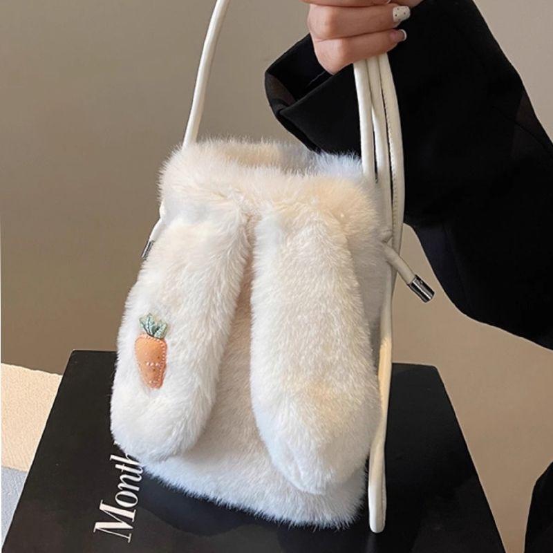 Módní plyšová crossbody taška 2024 - Roztomilý design králíčka, ideální na podzim/zimu