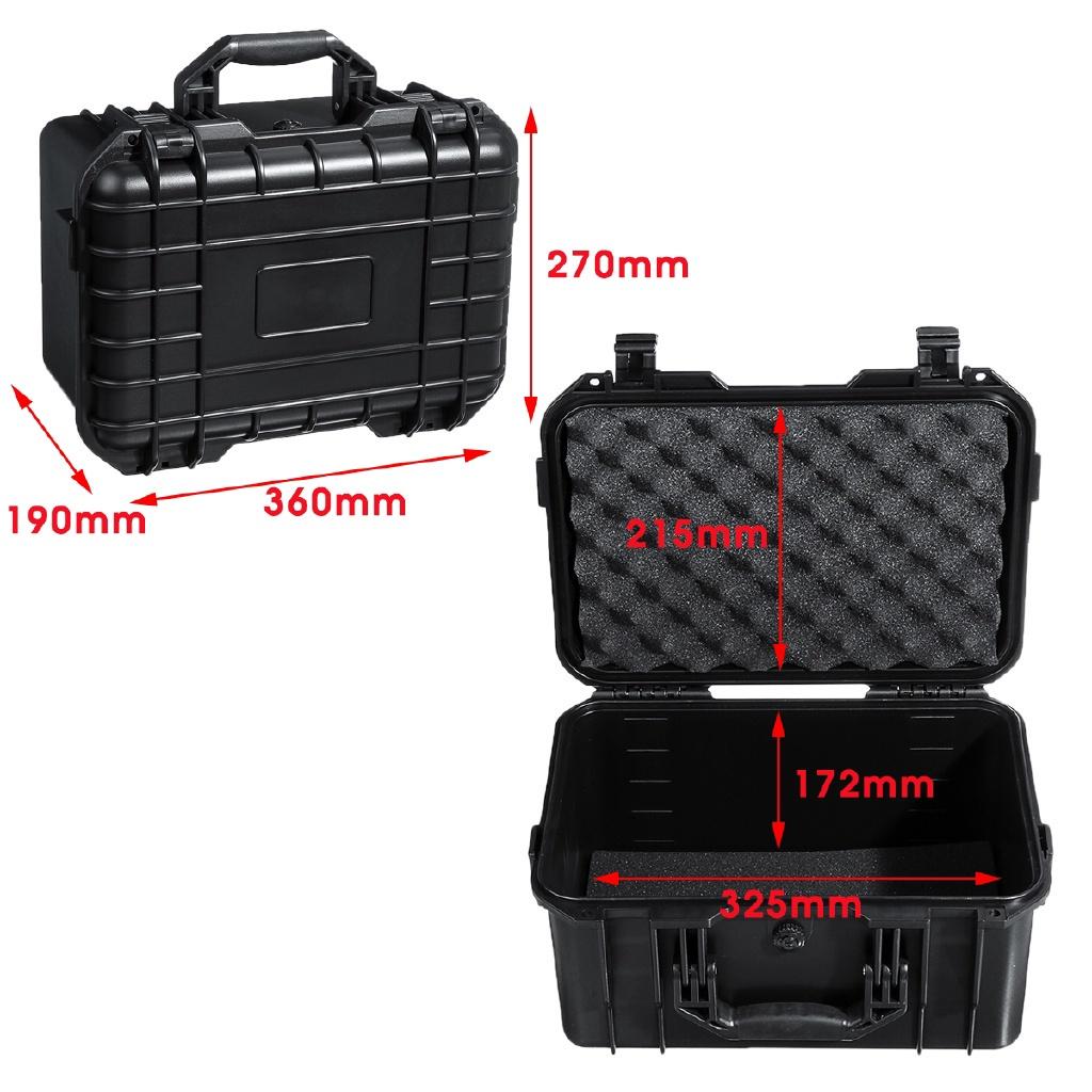 Waterproof Safety Tool Case Sealed Box Equipment Impact Resistant Tool Box Suitcase Tool Container Black 325x215x172mm