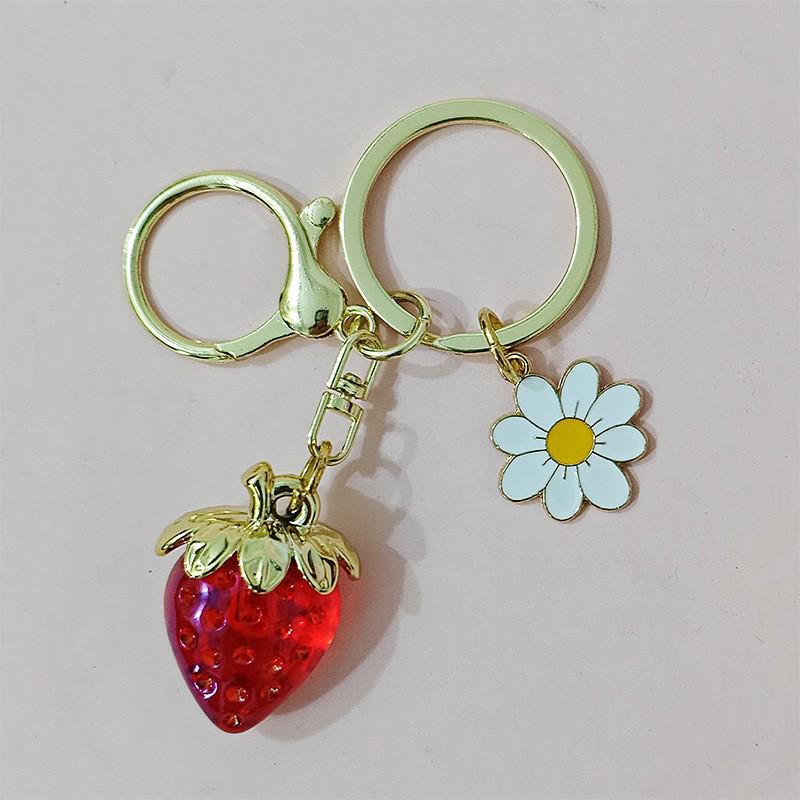 Creative Strawberry Peach Heart Sunflower Bee Keychain - Year of the Horse New Year Cute Bag Charm