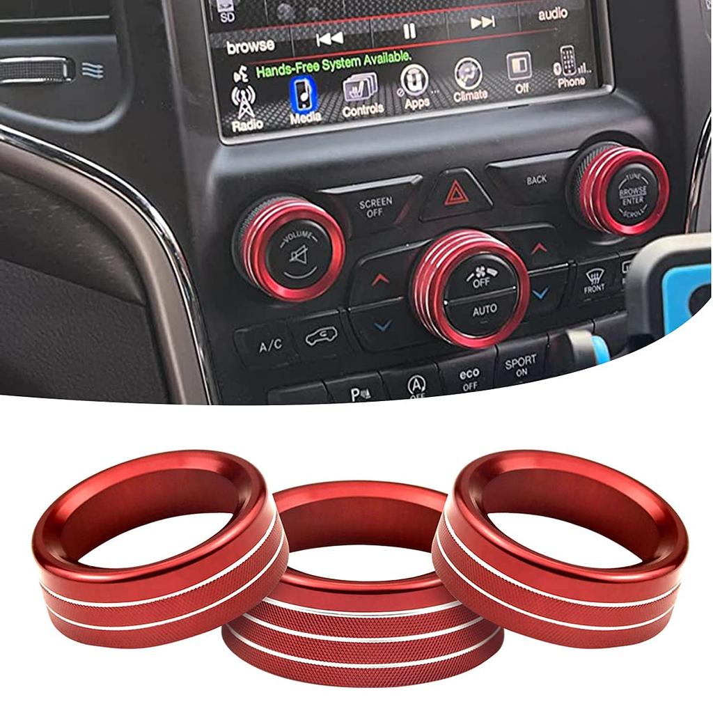 for Dodge Challenger Charger (2015-2021) AC Climate Control Knob Cover Auto Volume Tune Switch CD Button Trim Compatible for Chrysler 300 300s