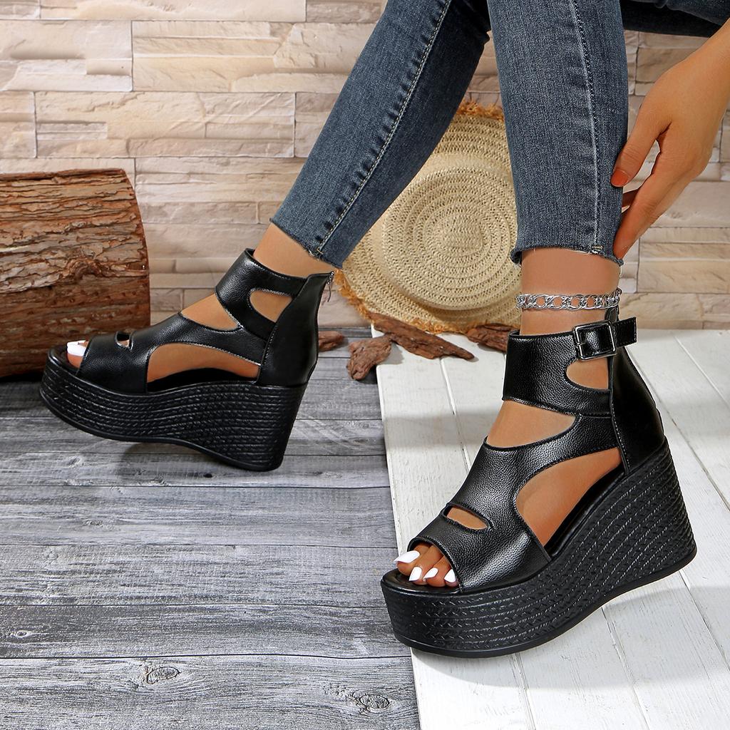 Women Platform Wedge Sandals Summer Fashion Casual Comfortable Ladies Heeled Sandals 2025 New Walking Shoes for Women High Heels