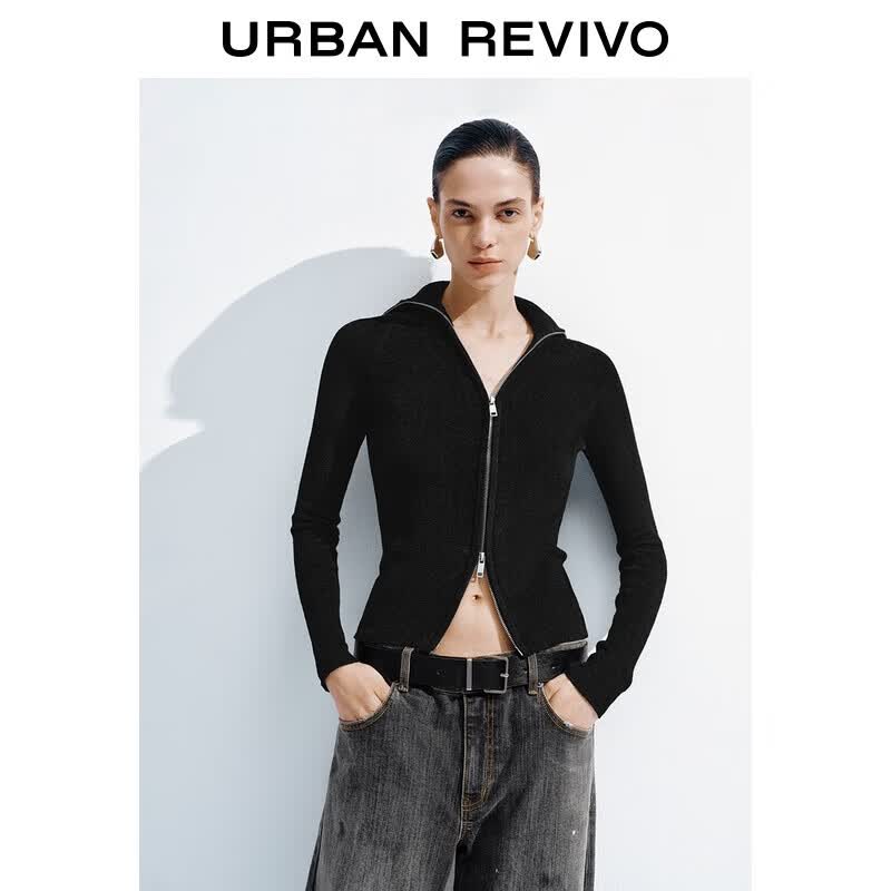 Women s Casual Zip-Up Knit Cardigan M