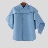 INCERUN Men Lapel Collar Short Sleeve Irregular Layers Patchwork Casual Cape Shirts