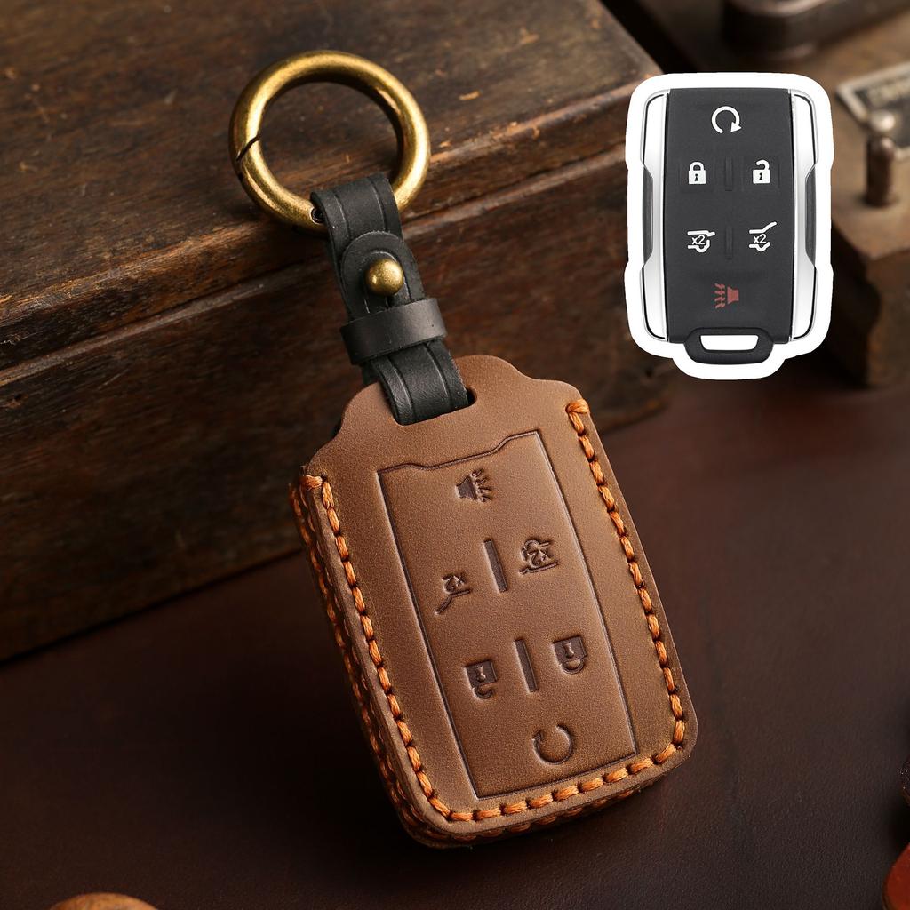 Special key cover for Chevrolet General GMC first layer cowhide handmade genuine leather car keychain