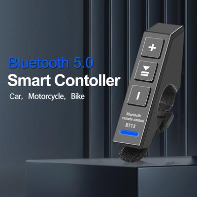 Bezdrátový Bluetooth dálkový ovladač BT13 V5.0 na řídítka, vodotěsný, pro chytrý telefon, sluchátka, motocyklovou helmu