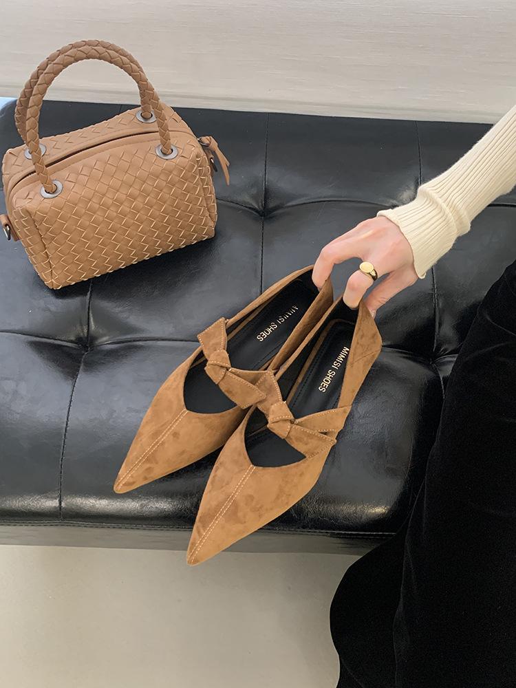 Soft-soled Fashion Flat-bottomed Black Pointed Single Shoes Women's Shoes 2025 Retro Mary Jane French Shallow Mouth Commuter Shoes Tide