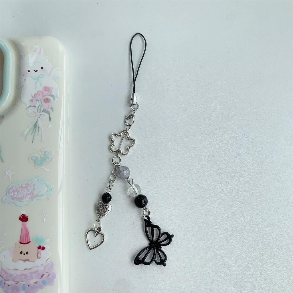 Stylish Beaded Cellphone Charm Eye Catching Keyring Pendant Colorful Key Chain Fashionable Attachment for Women Bag