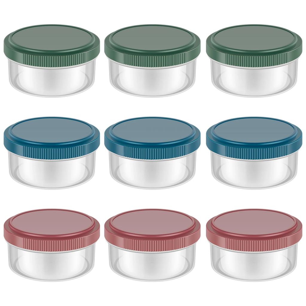 9PCS Salad Dressing Container with Leakproof Lids 50/75ml Reusable Sauce Container For Lunch Box and Picnic Dips Salad Spices