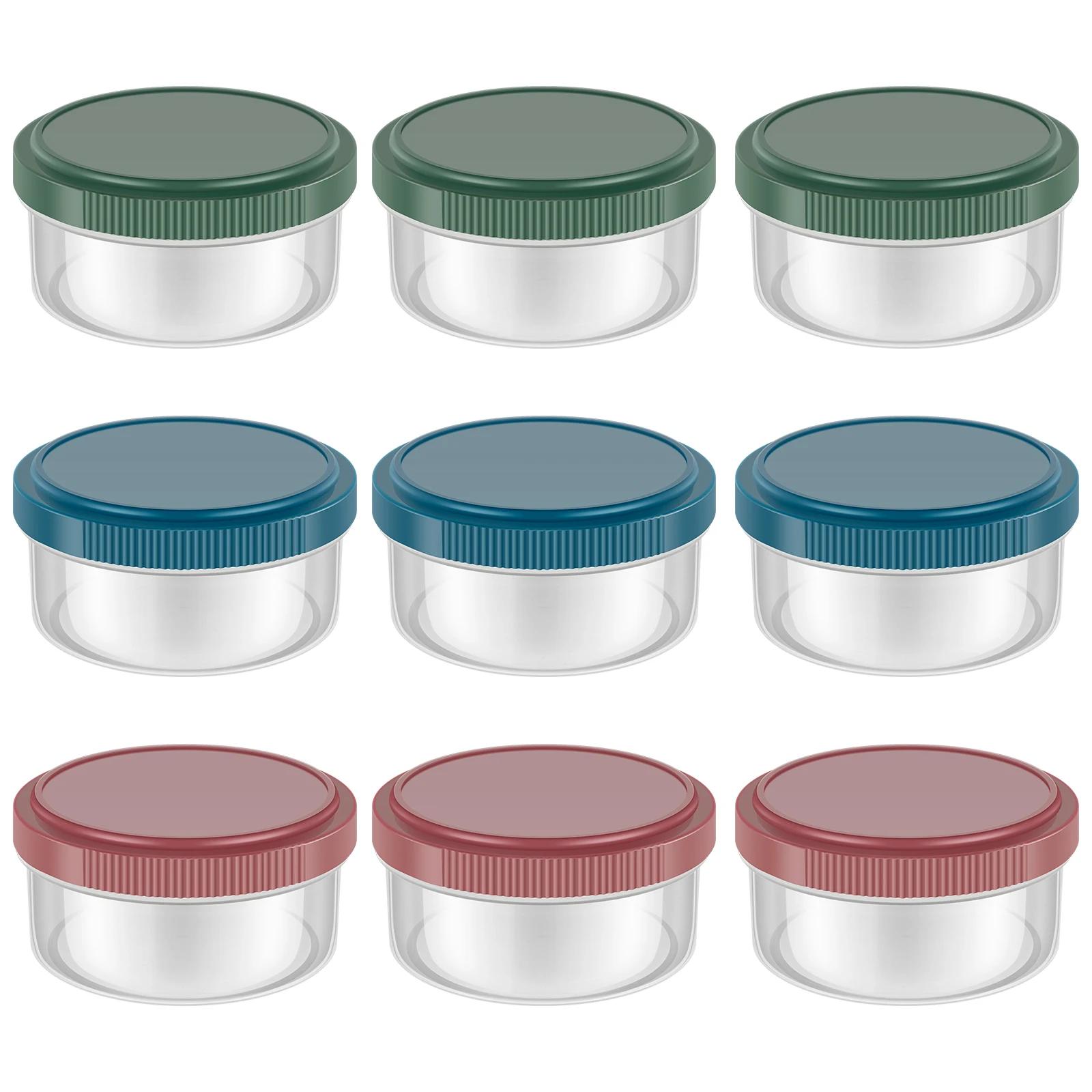 

9PCS Salad Dressing Container with Leakproof Lids 50/75ml Reusable Sauce Container For Lunch Box and Picnic Dips Salad Spices 9Pcs