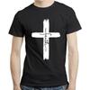 LOXASUM Faith Cross Christian Graphic T Shirt Men Sayings Catholic Religion Novelty Printed Cotton Black Tops