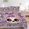 3pcs Pink Cute Skull Print Bedding Set Soft and Comfortable, Suitable for Use In Bedrooms and Guest Rooms.N075