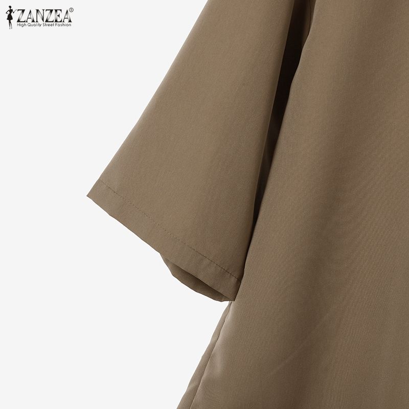 ZANZEA Dame Casual Nedslått Krage Løs 3/4 Ermet Bluse
