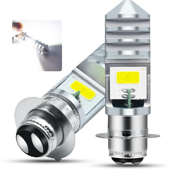 2Pcs 9-48V ATV LED Bulbs White,1800LM Hi-Lo Beam 4COBs H6M P15D LED Bulbs for or Motorcycle,Y amaha,ATVS Y FM350 450 400 660 700 Raptor.