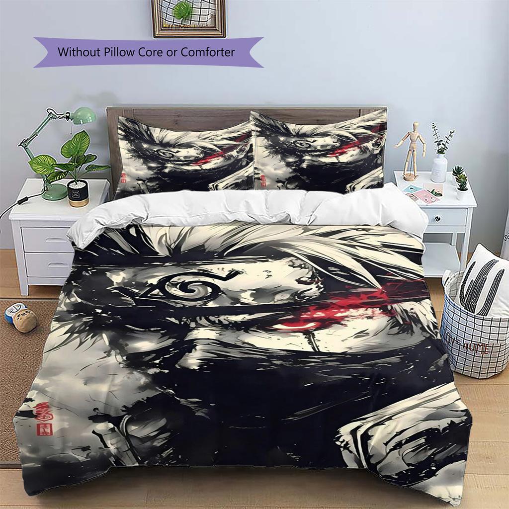Kakashi Hatake Patterned Pillowcase & Duvet Cover Set Anime Bedding Decor for Bedroom Surprise Gift for Anime Lovers.-TING