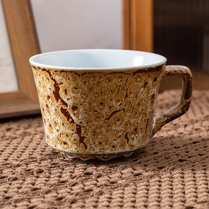 Japanese Retro Matte Kiln Change Leopard Print Afternoon Tea Coffee Cup High Value Cup Underglaze Color Breakfast Cup Creativity