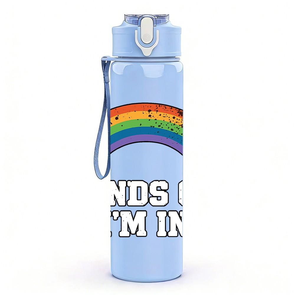 1PC Sounds Gay I'm In Letter Print 750ml Color Plastic Sports Water Bottle Leakproof Flip Straw Lid Suitable for Sports Office Home Use